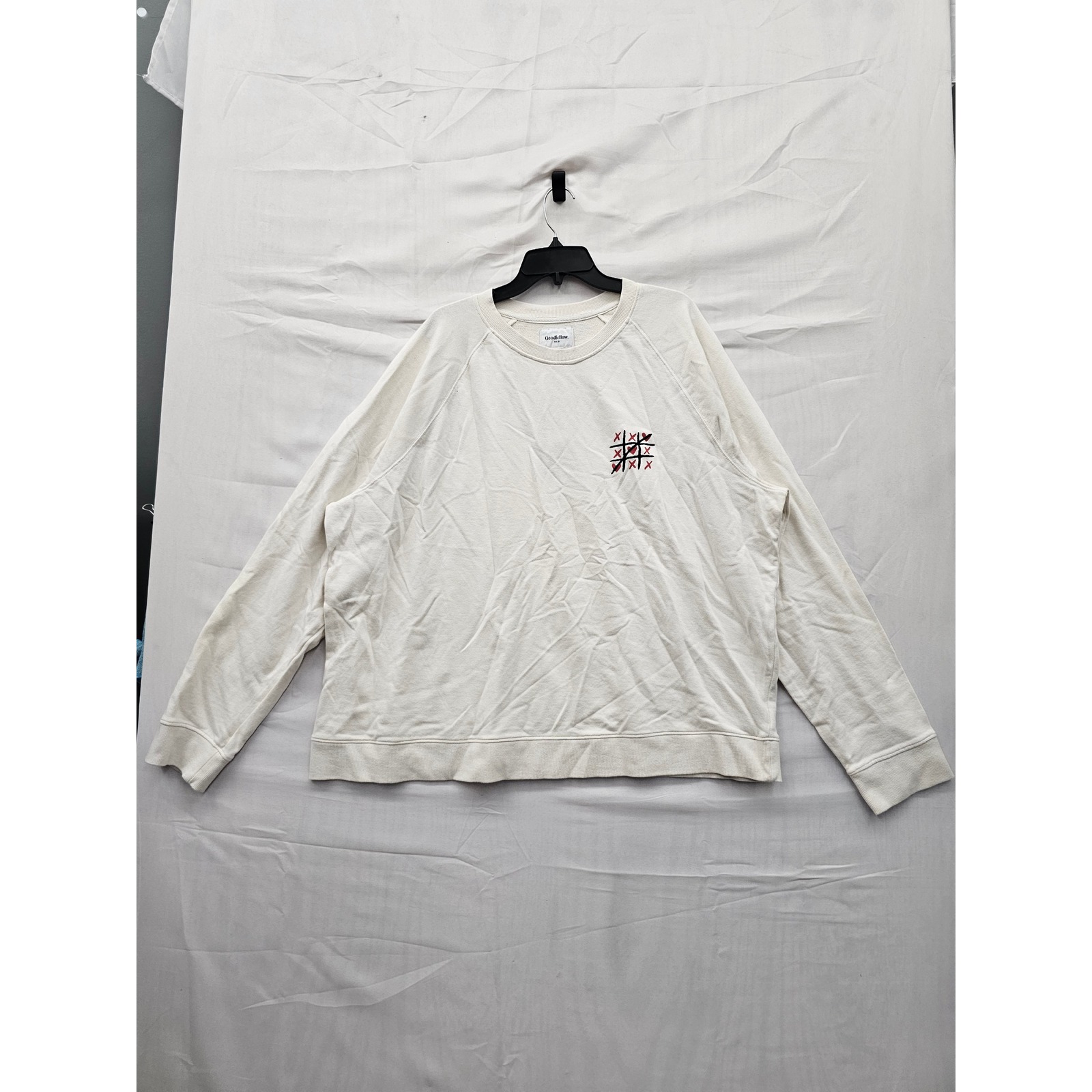 Goodfellow  Co Mens Pullover Sweatshirt White Cotton Relaxed Size Xxl